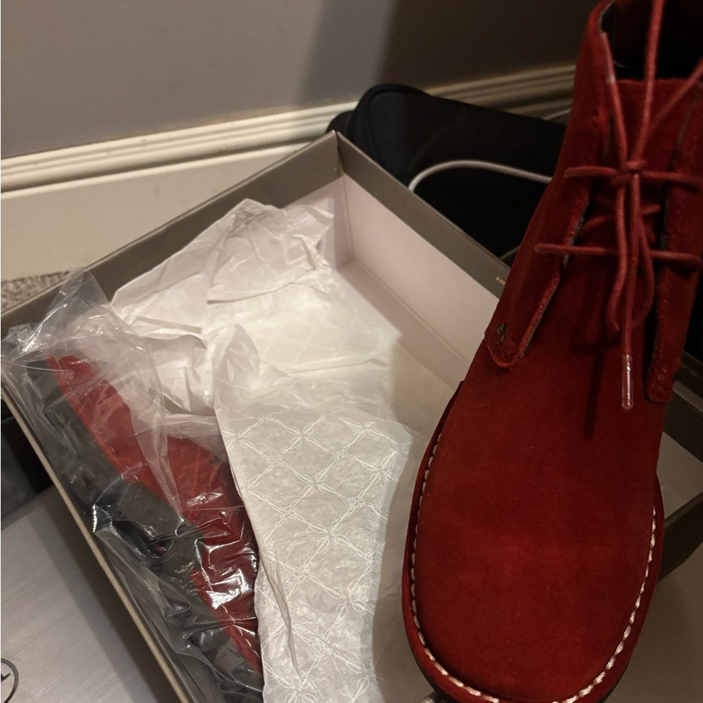 Cole Haan Red Suede Ankle Booties